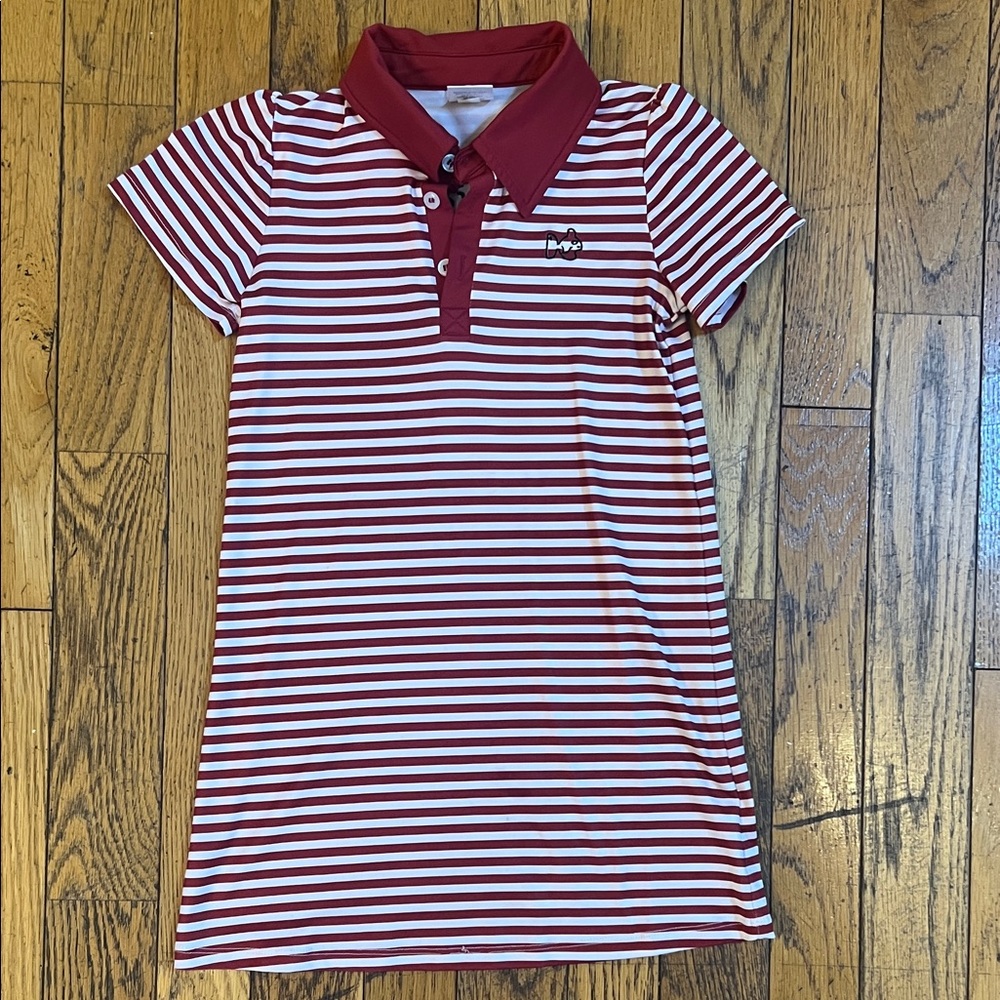 Striped Polo Kids Dress in Red and White